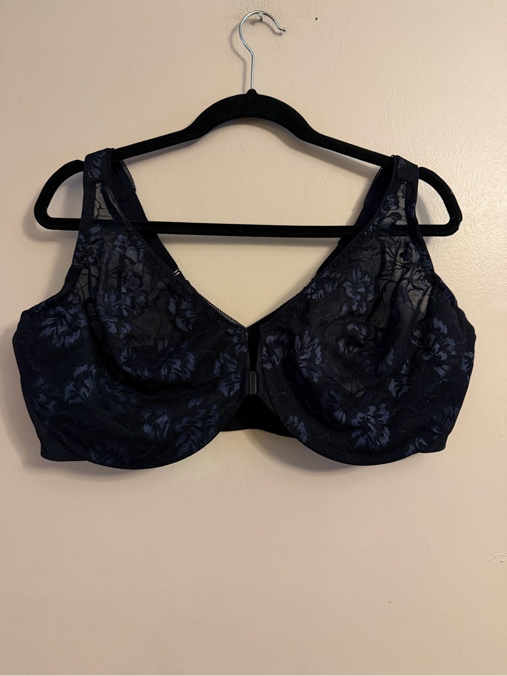 Glamorise Navy Floral Lace Underwire Bra